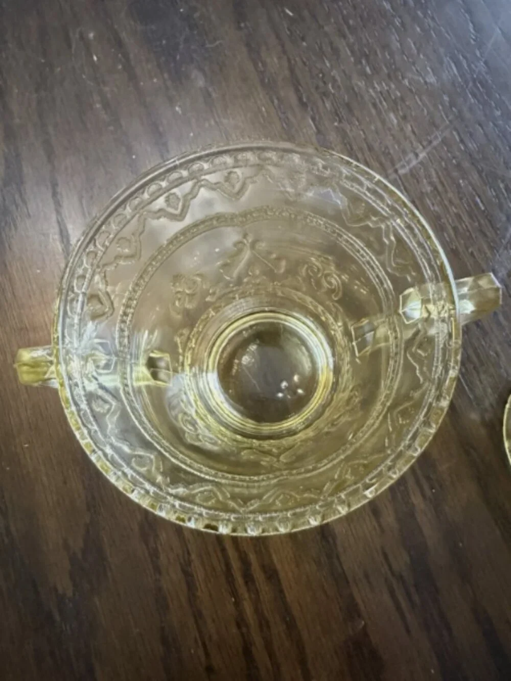 Federal Patrician Amber Depression Glass Creamer and Sugar Bowl with Lid